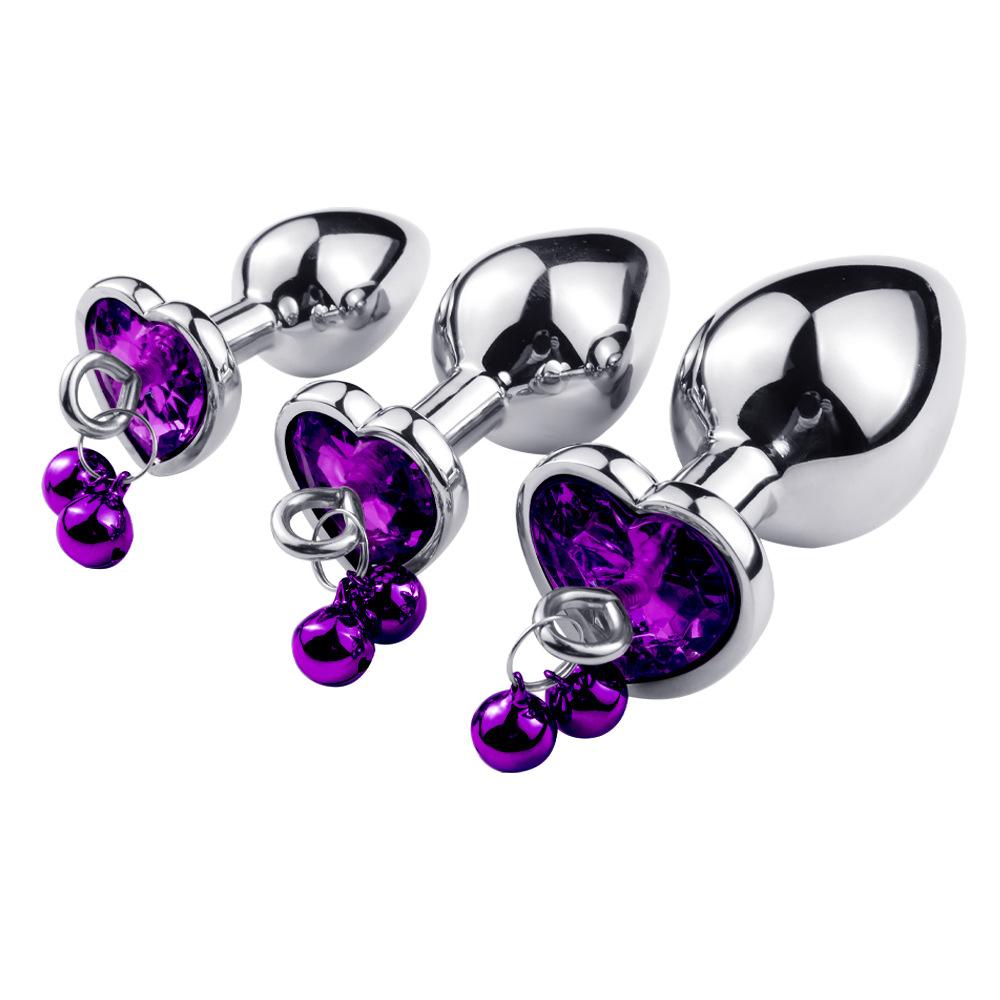 Metal Anal Vaginal Insert Plug Butt Massager Bell Traction Chain Heart  Crystal