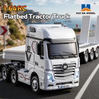 RTR HUINA 1/64 RC-Traktor-LKW9900 3Achs-Kunststoff-Halb-Flachbett-Anhänger-Sound