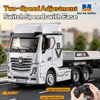 RTR HUINA 1/64 RC-Traktor-LKW9900 3Achs-Kunststoff-Halb-Flachbett-Anhänger-Sound