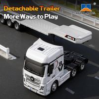 RTR HUINA 1/64 RC-Traktor-LKW9900 3Achs-Kunststoff-Halb-Flachbett-Anhänger-Sound