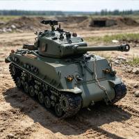 1/16 RC Tank Sherman M4A3 E8 Fury Barrel IR BB Smoke 360° Rotate Metal Chassis