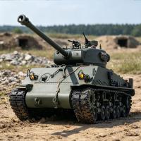 1/16 RC Tank Sherman M4A3 E8 Fury Barrel IR BB Smoke 360° Rotate Metal Chassis