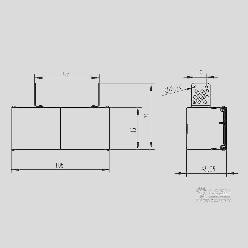 LESU Spare Part Metal Tool Box for 1/14 Radio Controlled Tractor Truck DIY Model