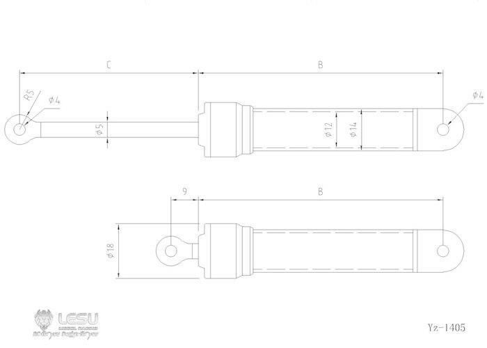 LESU 1PC Model 70MM Hydraulic Oil Cylinder for 1/14 RC Dump Truck Tamiya Tipper
