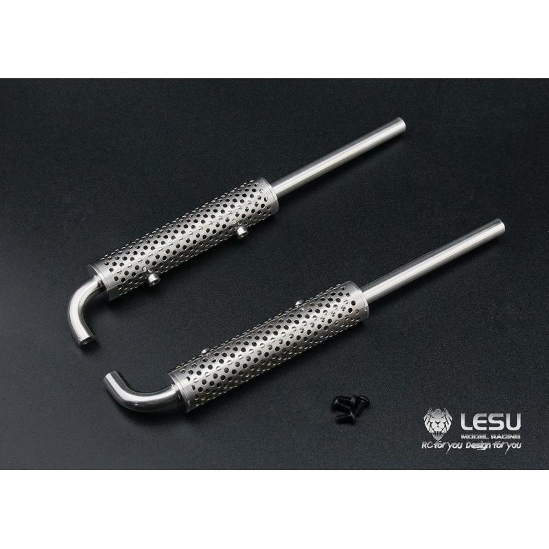 LESU 1/14 Scale Metal Exhaust Pipe Chimney 1pair for TAMIYA RC Car Truck Model