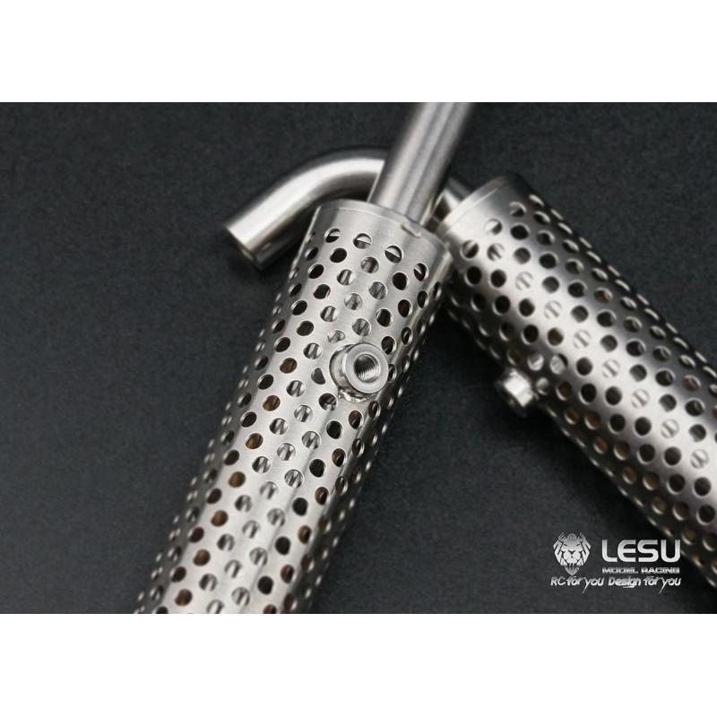LESU 1/14 Scale Metal Exhaust Pipe Chimney 1pair for TAMIYA RC Car Truck Model