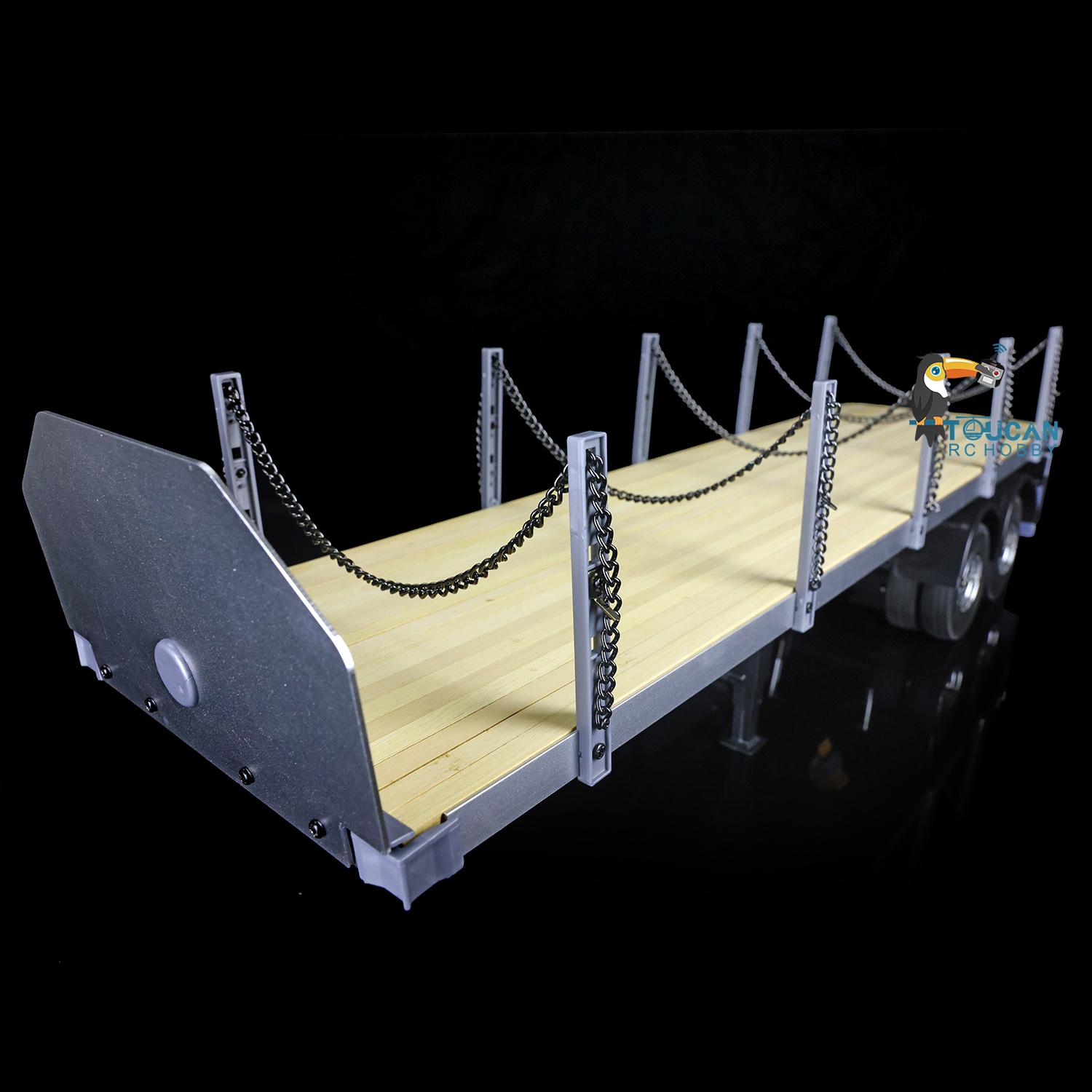 TOUCANRC 2Axles Flatbed Semi Trailer for 1:14 Tamiya DIY RC Tractor Truck Lorry