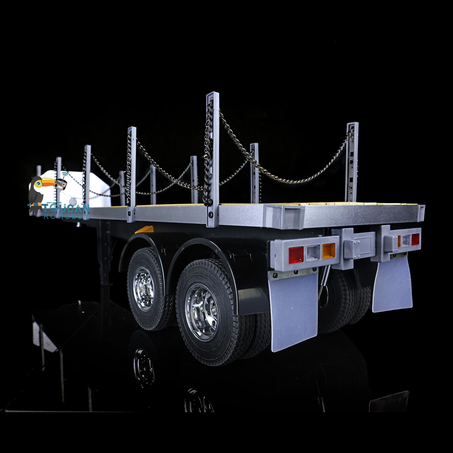 TOUCANRC 2Axles Flatbed Semi Trailer for 1:14 Tamiya DIY RC Tractor Truck Lorry