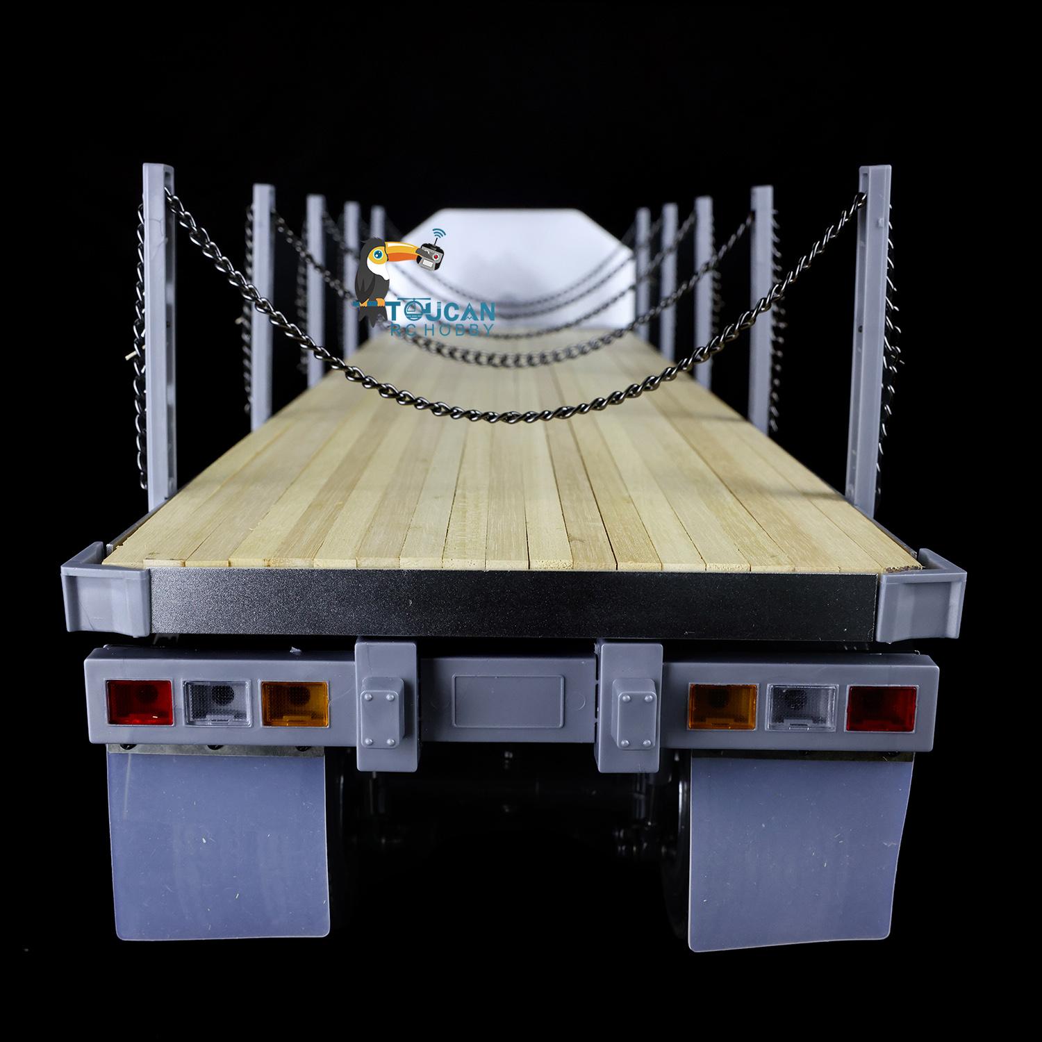 TOUCANRC 2Axles Flatbed Semi Trailer for 1:14 Tamiya DIY RC Tractor Truck Lorry