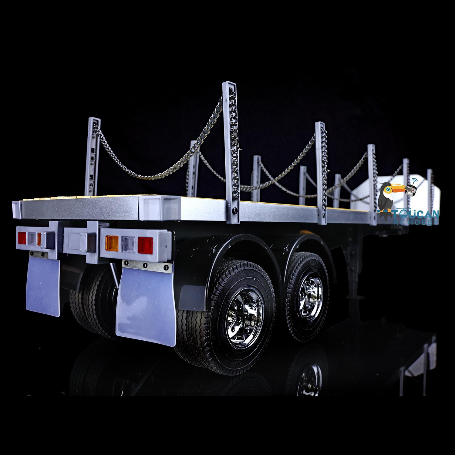TOUCANRC 2Axles Flatbed Semi Trailer for 1:14 Tamiya DIY RC Tractor Truck Lorry