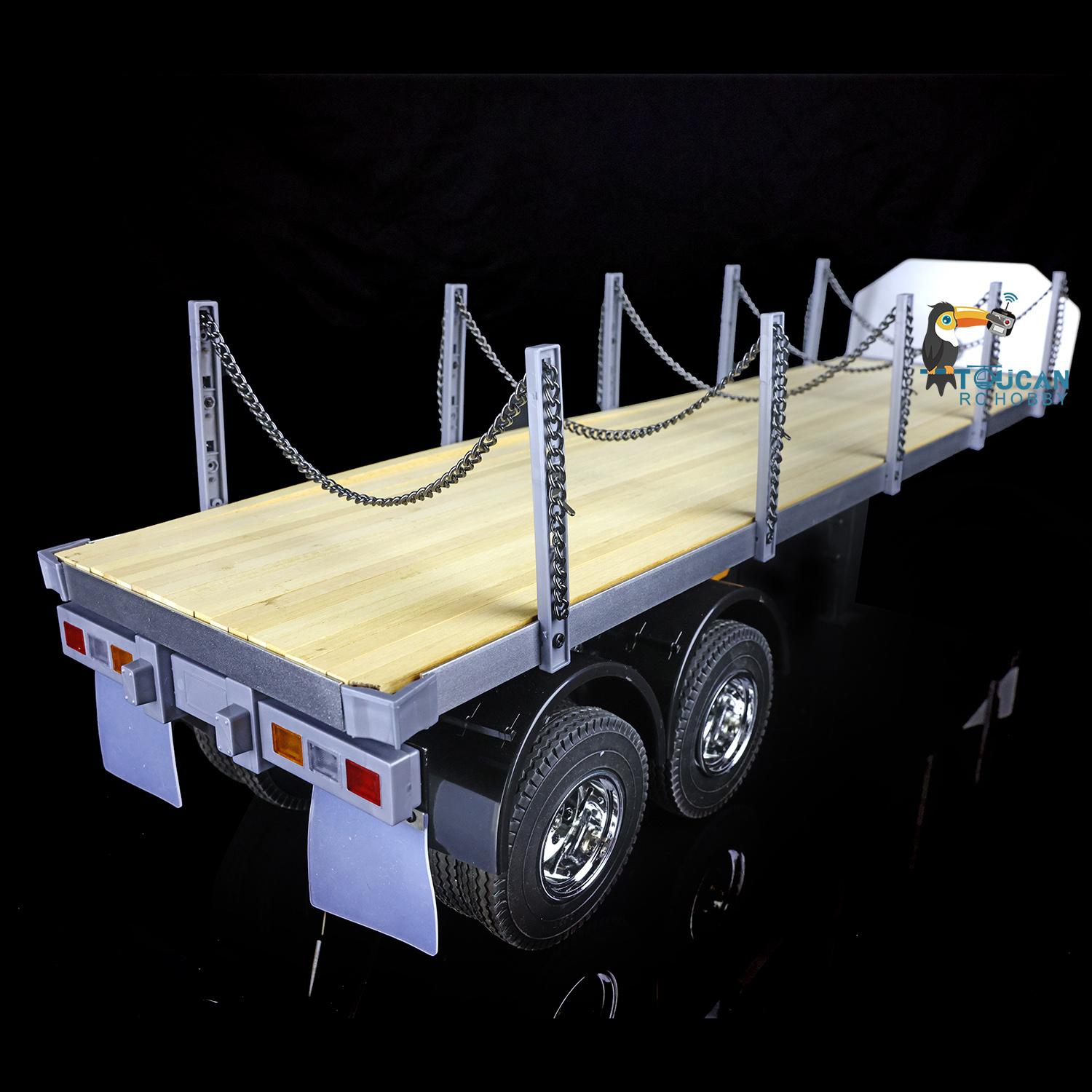 TOUCANRC 2Axles Flatbed Semi Trailer for 1:14 Tamiya DIY RC Tractor Truck Lorry