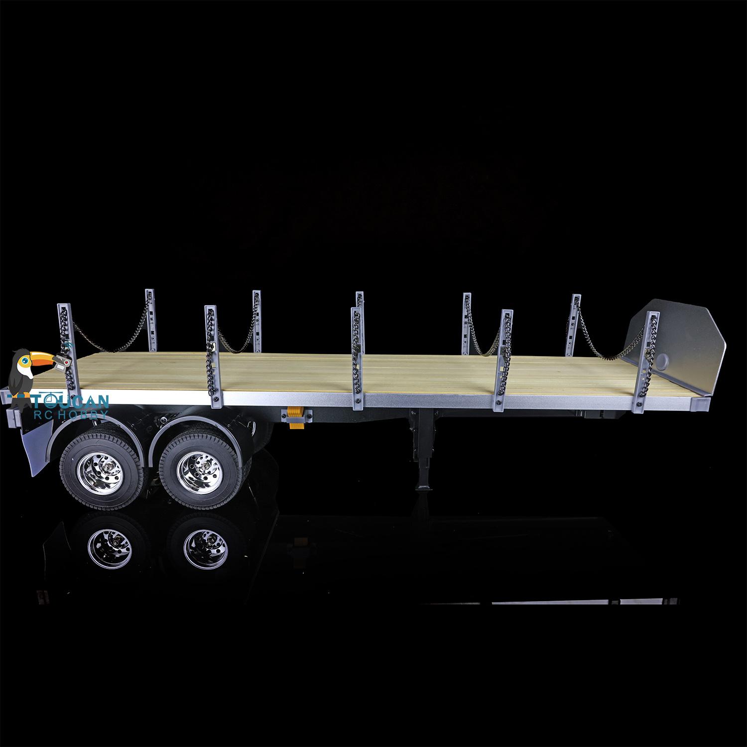 TOUCANRC 2Axles Flatbed Semi Trailer for 1:14 Tamiya DIY RC Tractor Truck Lorry