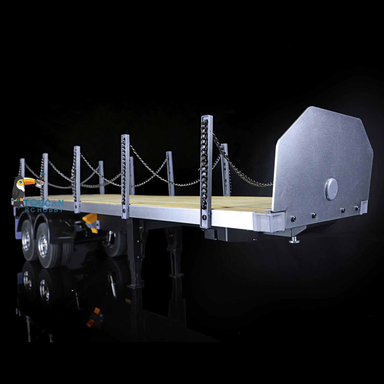 TOUCANRC 2Axles Flatbed Semi Trailer for 1:14 Tamiya DIY RC Tractor Truck Lorry