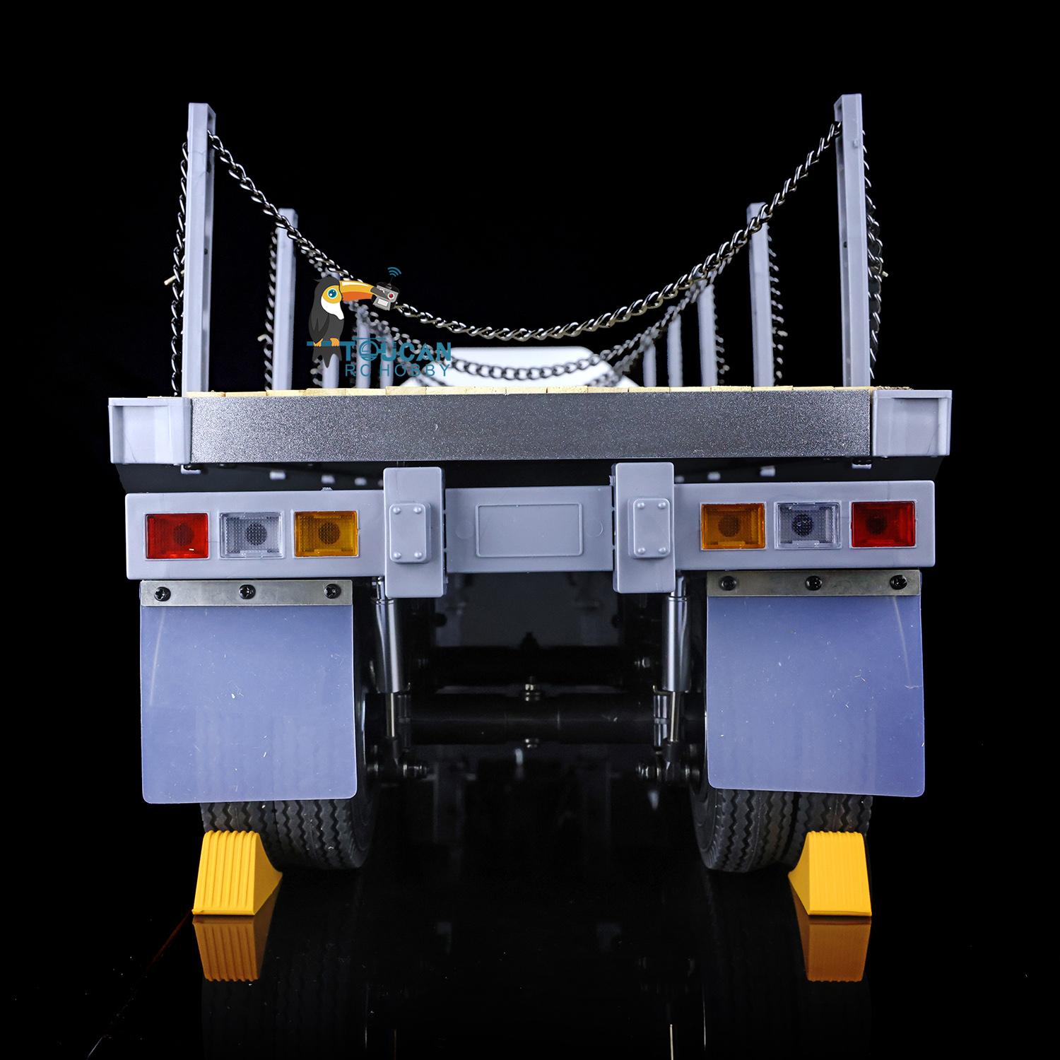 TOUCANRC 2Axles Flatbed Semi Trailer for 1:14 Tamiya DIY RC Tractor Truck Lorry