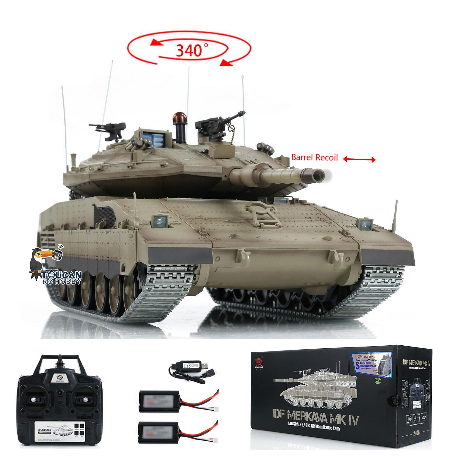 1:16 Battle RC Tank Henglong Merkava MKIV 3958 Metal Sprockets Smoke BB Shooting