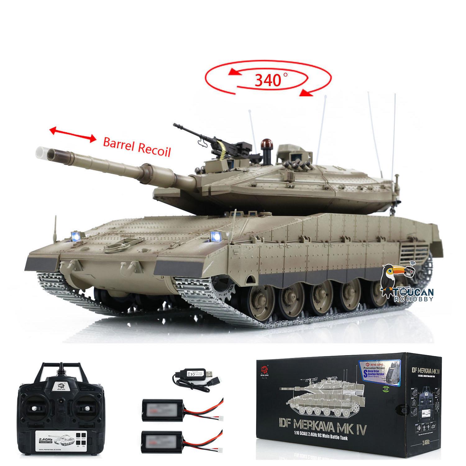 1:16 Battle RC Tank Henglong Merkava MKIV 3958 Metal Sprockets Smoke BB Shooting