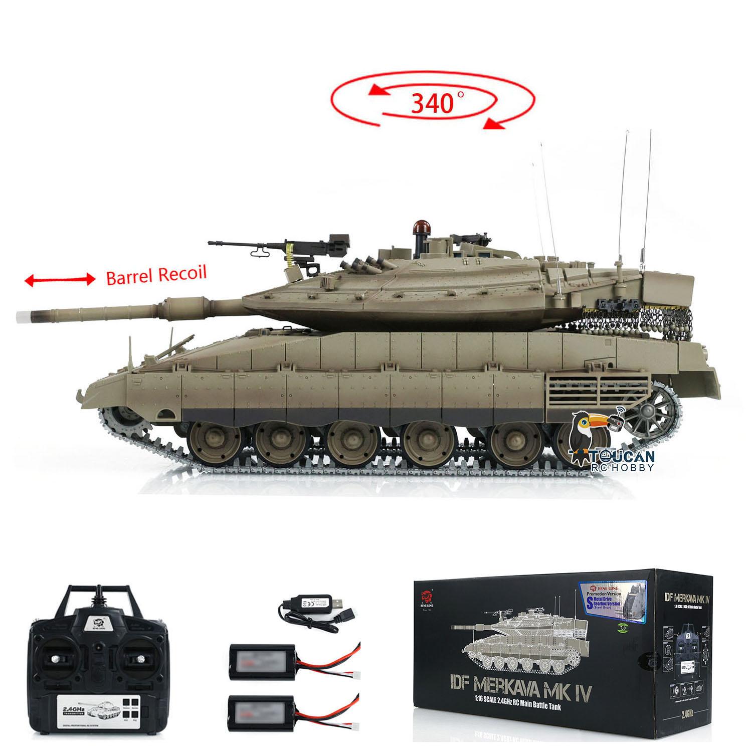 1:16 Battle RC Tank Henglong Merkava MKIV 3958 Metal Sprockets Smoke BB Shooting
