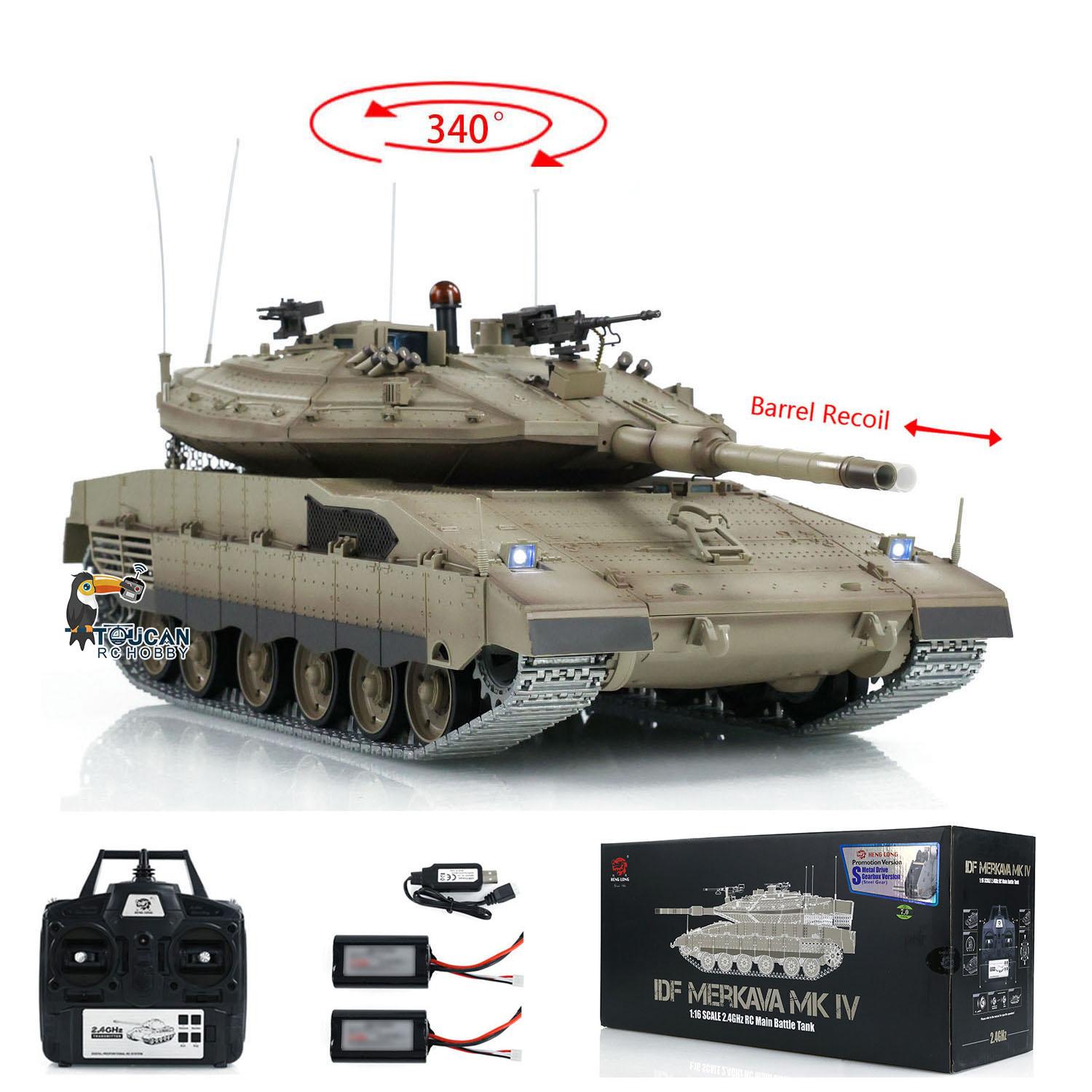 1:16 Battle RC Tank Henglong Merkava MKIV 3958 Metal Sprockets Smoke BB Shooting