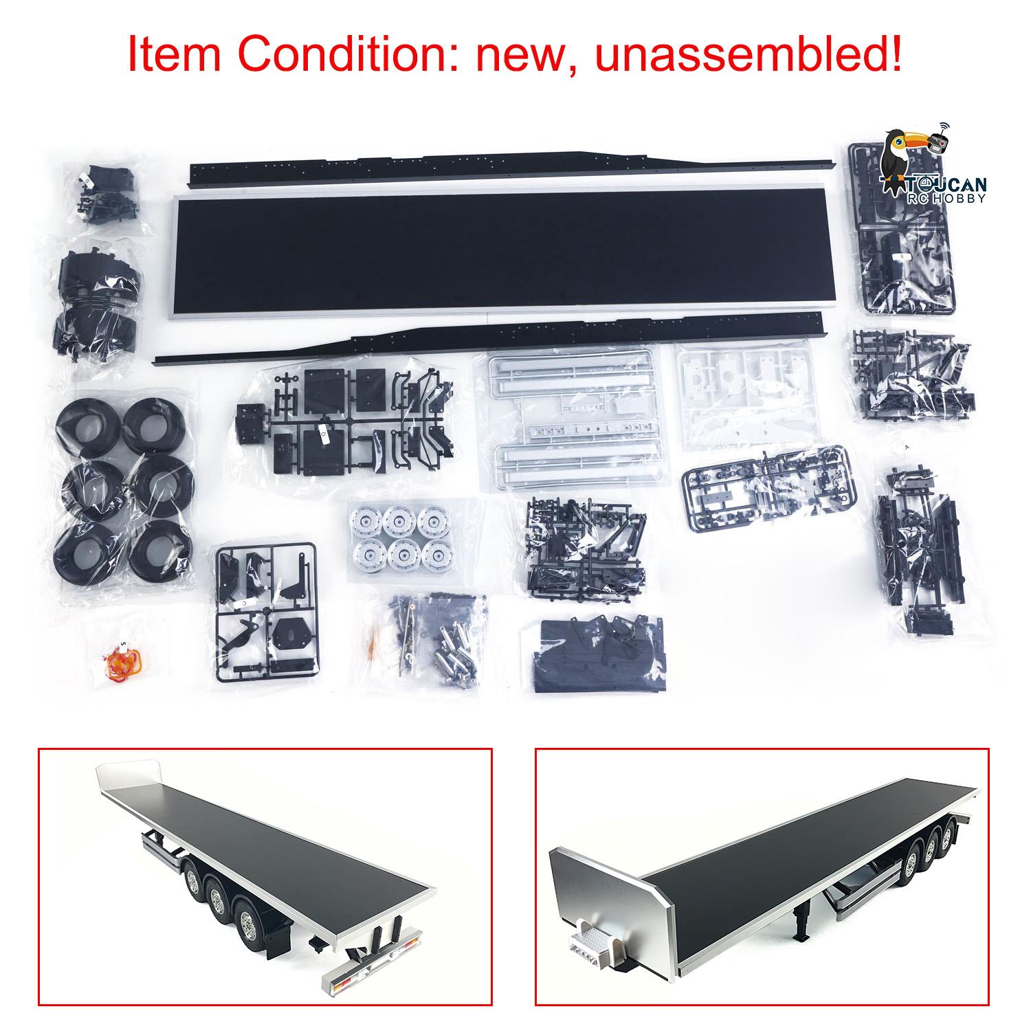 TOUCANRC 1/14 Chassis Flatbed Semi Trailer for RC Tamiya Tractor Truck Model