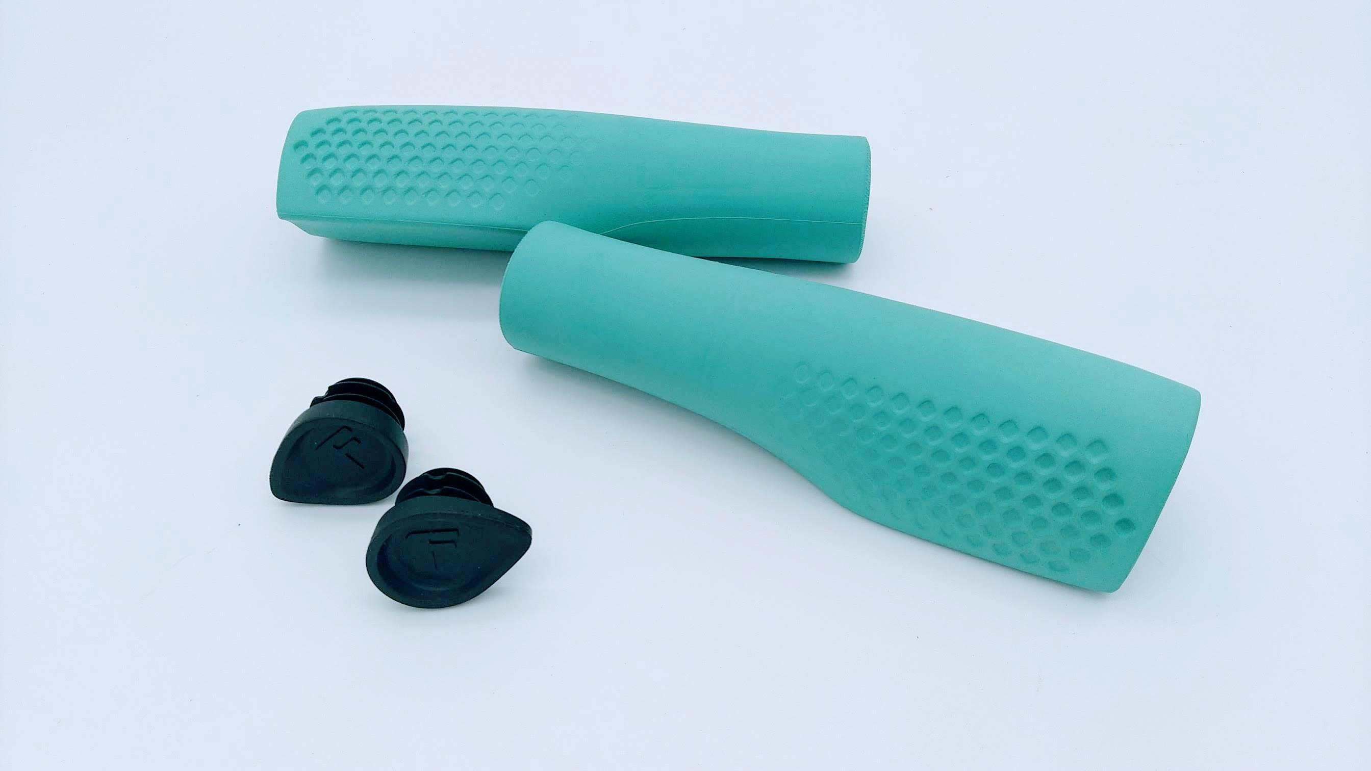 Poignées Guidon Vélo Confort Velo – Gel Silicone, 135mm, Celeste, Neuves