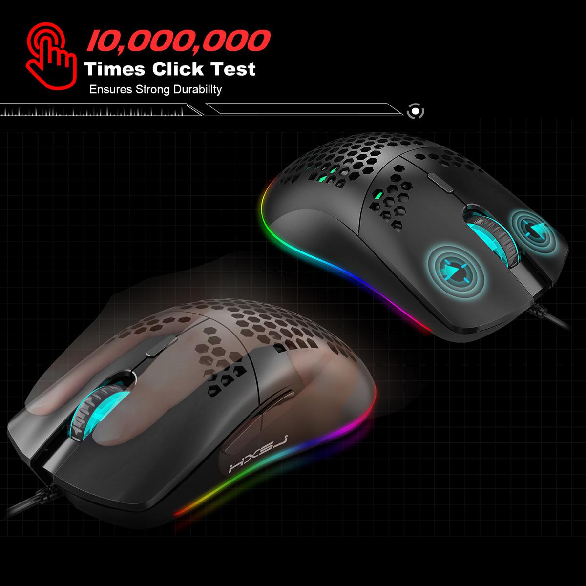 RGB Gaming Mouse with Honeycomb Shell, Ultraweave Cable, 6400 DPI Optical  Programmable Wired Mouse 